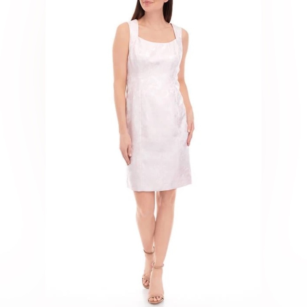 Kasper Blush Floral Jacquard Sheath Dress Structured Cocktail Occasion Size 12